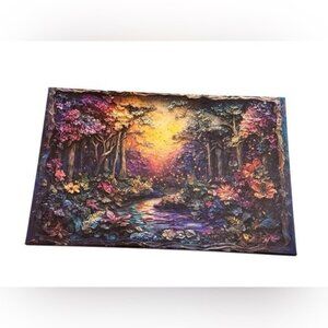NEW framed canvas art print 16x24 inches fairy forest colorful